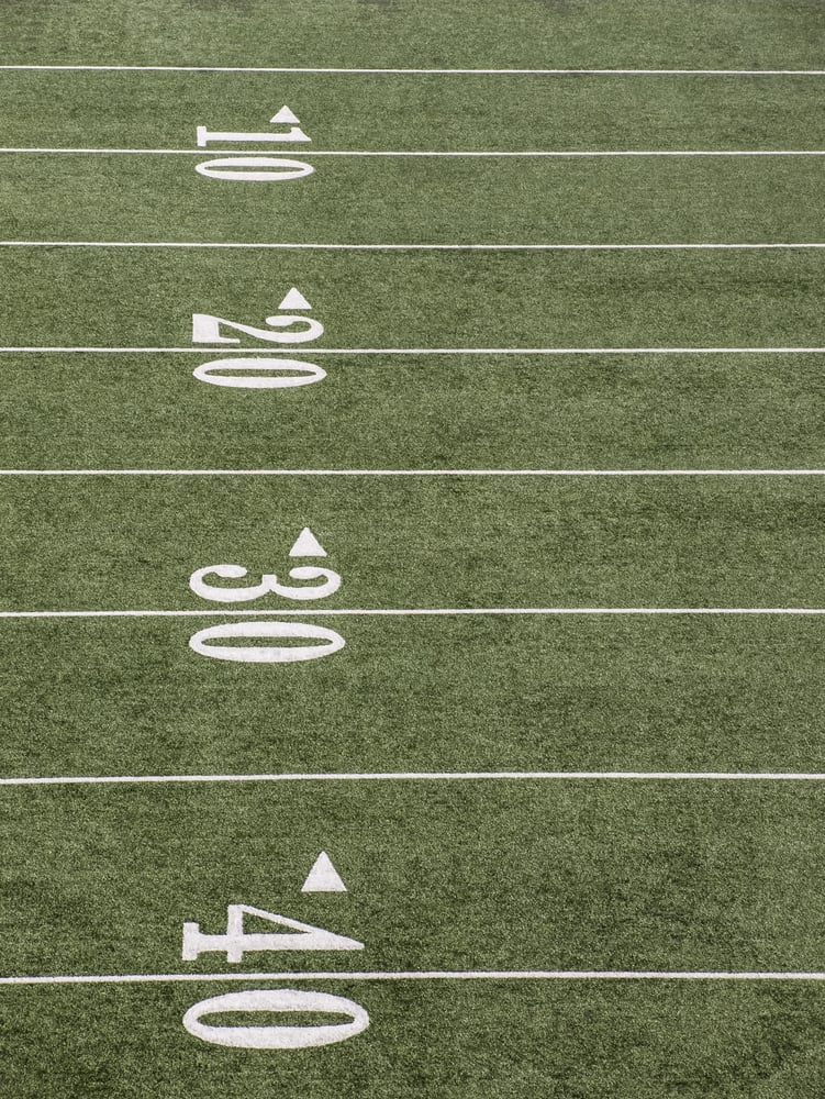 Part of practice football field on college campus
